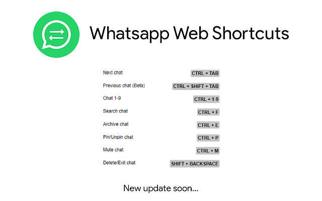 use whatsapp web shortcuts