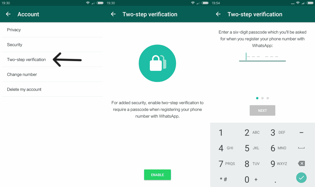 enable two step verification